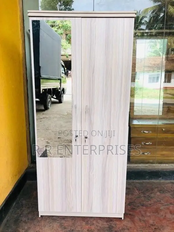 Ash White 2 Door Melamine Wardrobes with Mirror