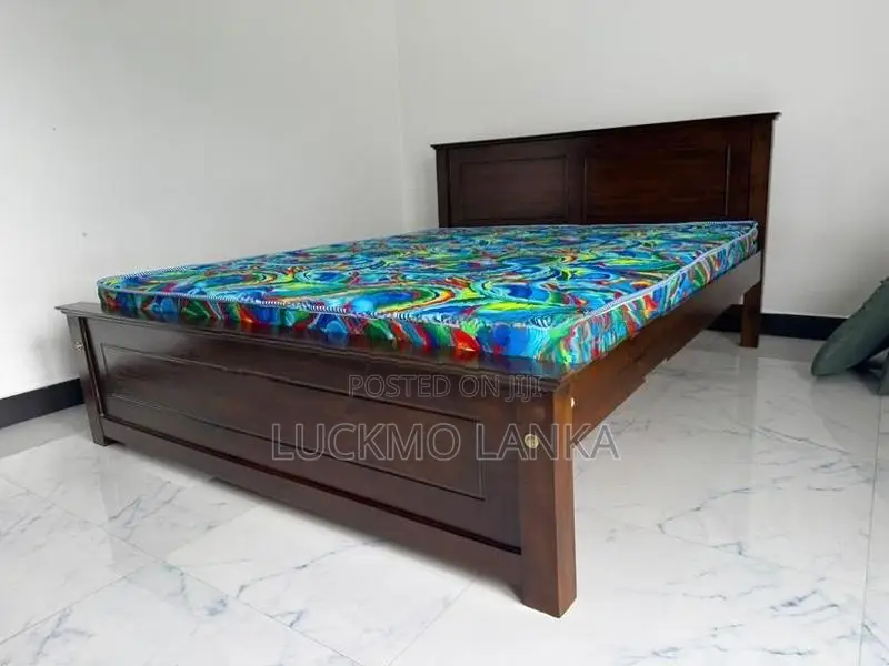 New 72x60 Teak Box Bed With Arpico Hybrid Mattress (Nn17)