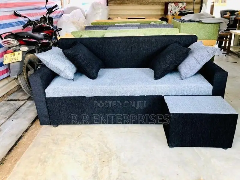 Fabric Modern Sofa Set with Stool Pillow