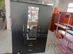 Melamine Black 3 Door Cupboard with Mirror
