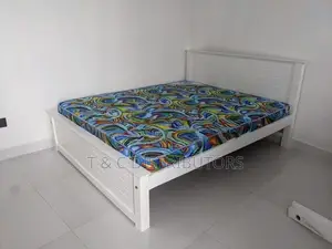 72*60 Teak White Box Bed with Hybrid 5 Layer Mattress