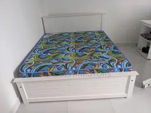 72*60 Teak White Box Bed with Hybrid 5 Layer Mattress