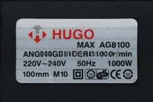 Hugo Max AG-8100 1000W Angle Grinder Machine 100MM 4 Inch