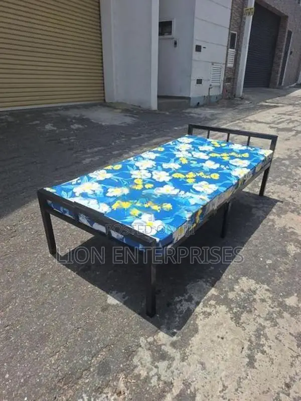 Steel Single Bed with Mattress