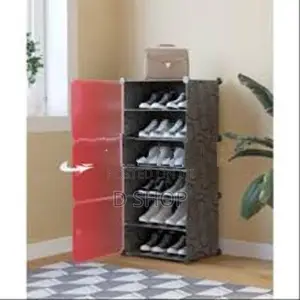 Foldable Shoe Rack | 6 Layer Plastic Shoes & 3 Door Cover