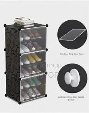 Foldable Shoe Rack | 6 Layer Plastic Shoes & 3 Door Cover