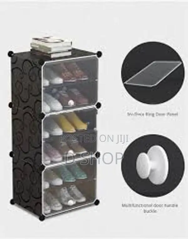Foldable Shoe Rack | 6 Layer Plastic Shoes & 3 Door Cover