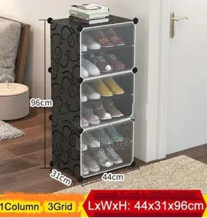 Foldable Shoe Rack | 6 Layer Plastic Shoes & 3 Door Cover