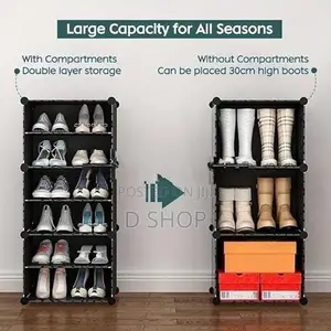 Foldable Shoe Rack | 6 Layer Plastic Shoes & 3 Door Cover