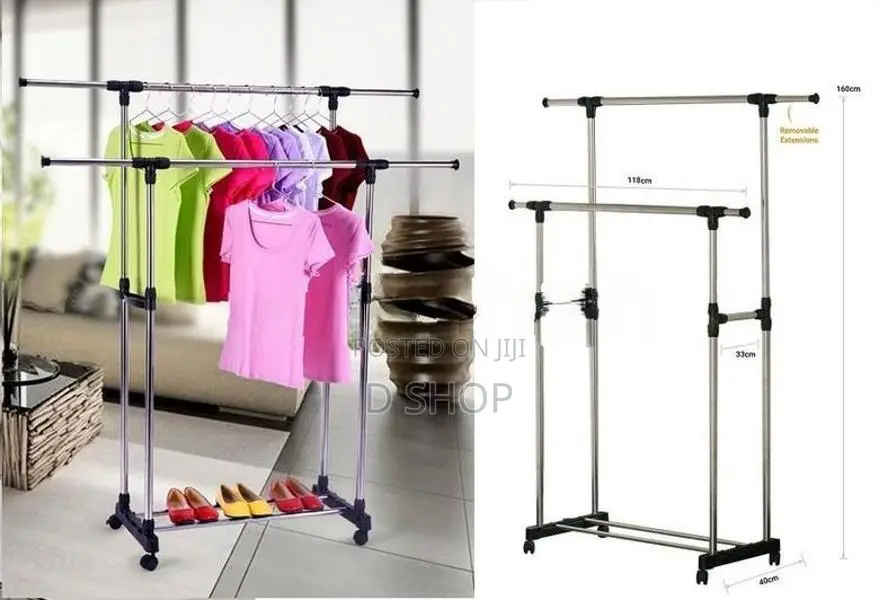 Double Pole - Steel Cloth Rack Adjustable