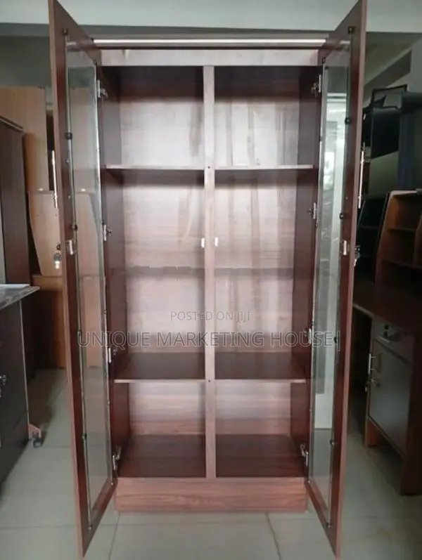 MODERN 6FT DARK GLASS DISPLAY CUPBOARDS