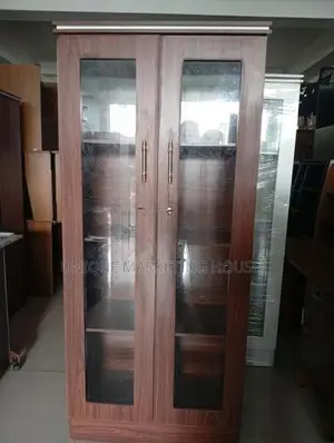 MODERN 6FT DARK GLASS DISPLAY CUPBOARDS