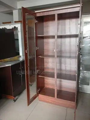 MODERN 6FT DARK GLASS DISPLAY CUPBOARDS
