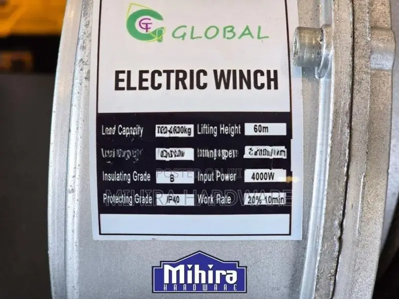 1.5 Ton 60m 4000W Electric motor cable winch for handling materials