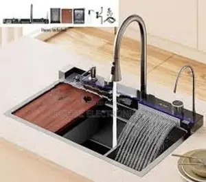 Milano Kitchen Sink Stainless Steel Water Fall Display 75X46 Blue Whal