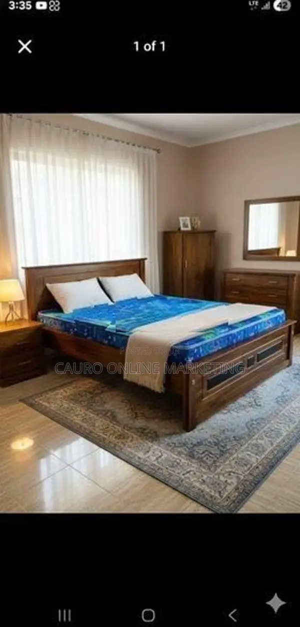 new teak box bed with hybrid mattress