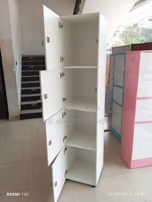 MODERN 4PCS & 5PCS WHITE LOCKABLE BOX CUPBOARDS