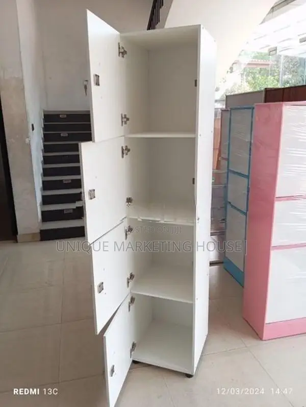 MODERN 4PCS & 5PCS WHITE LOCKABLE BOX CUPBOARDS