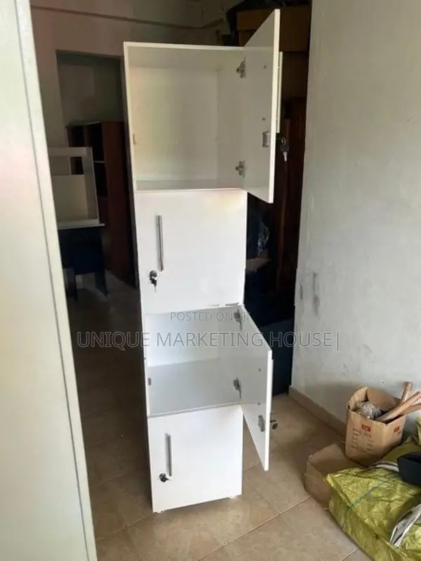 MODERN 4PCS & 5PCS WHITE LOCKABLE BOX CUPBOARDS