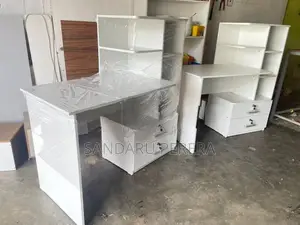 White study table with side cupboard (051)
