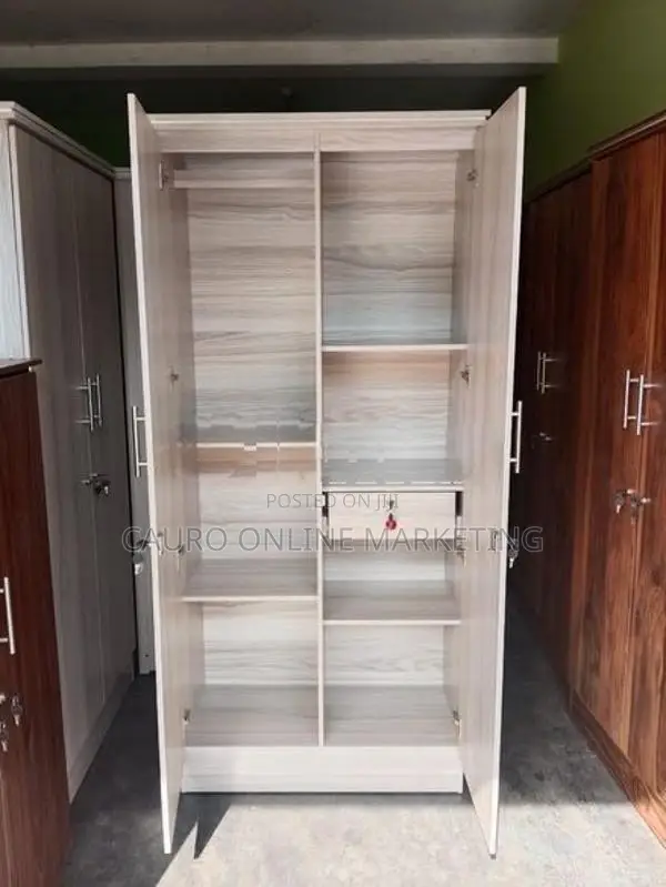 new melamine white / ash colour 2 door cupboard 6*2.5 ft hc