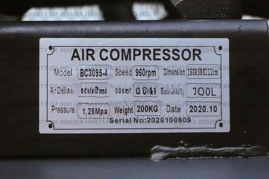 300 Liters Hugo Max 16 Bar 10HP Motor 3 Phase Air Compressor 2 Stage