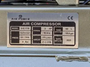 Air-Power 60L 2HP 8 Bar Double Piston Air Compressor