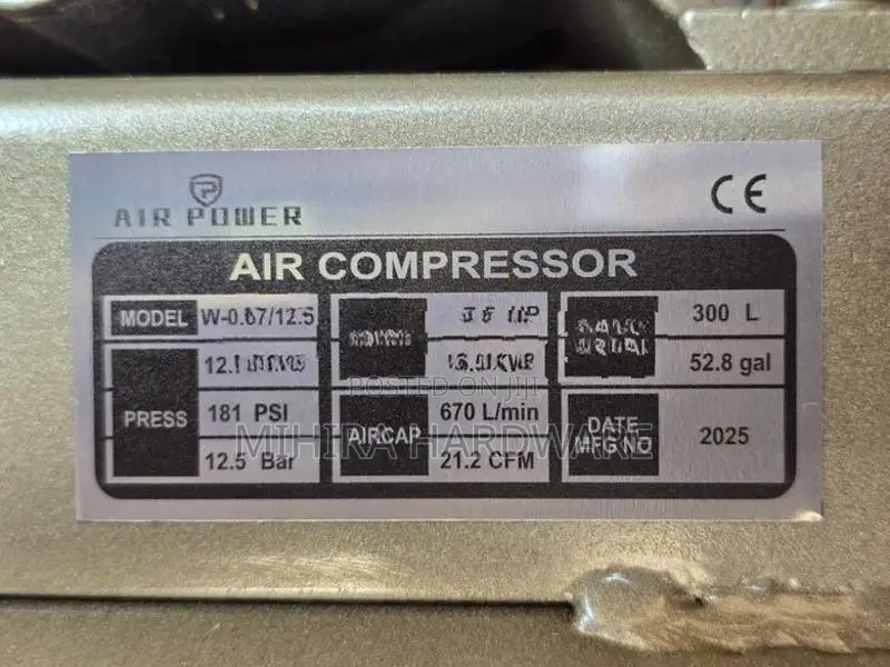 300L 7.5Hp 12.5 Bar Air Compressor Air-Power Brand 3 Phase