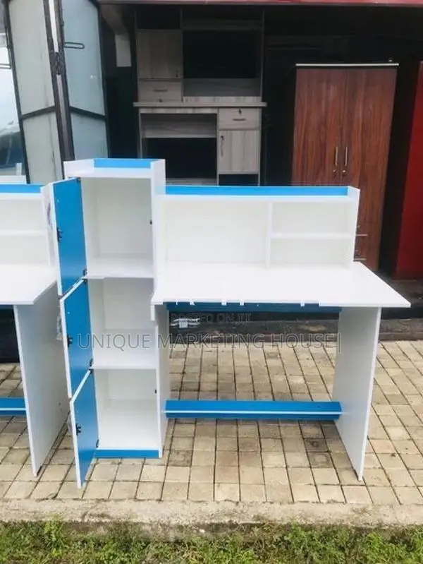 MODERN SIDE 3 CUPBOARD SMART BLUE MIX WHITE STUDY TABLE