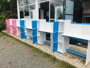 MODERN SIDE 3 CUPBOARD SMART BLUE MIX WHITE STUDY TABLE