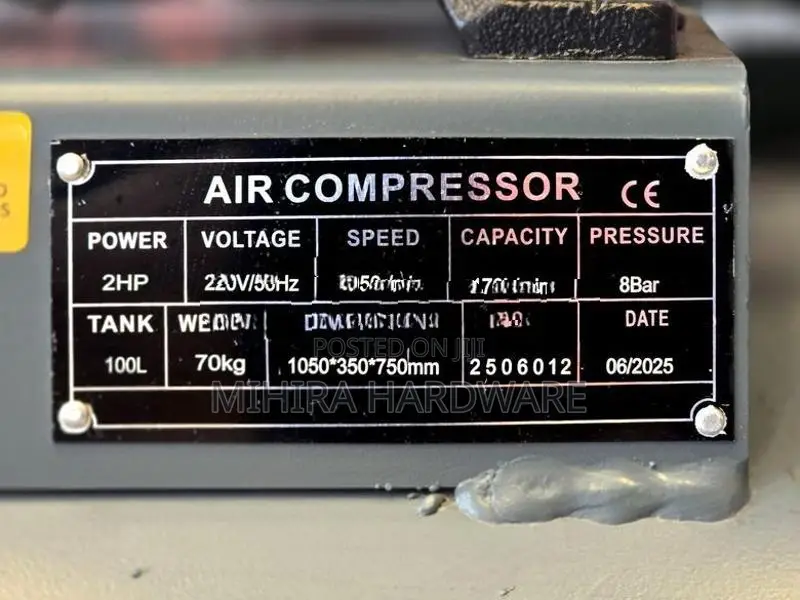 100 Liters Double Piston Head 8 Bar VBW by Men Air Compressor 2 HP