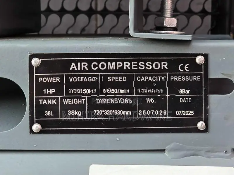 38 L 1HP VBW (By Men) Air Compressor Belt Driven