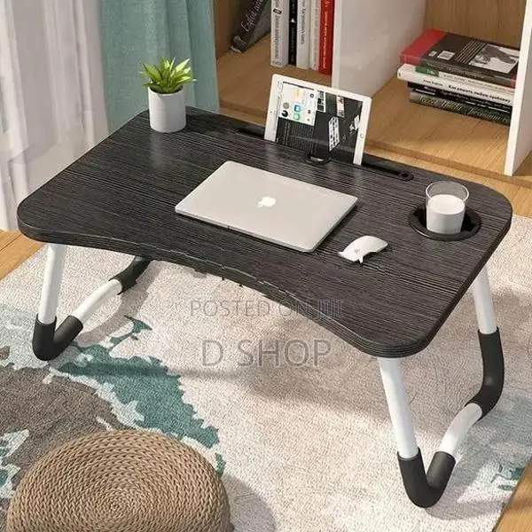 Foldable Bed Laptop Table with cup holder & Tab + Side Drawer