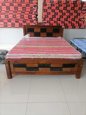 new teak box bed with hybrid mattress A