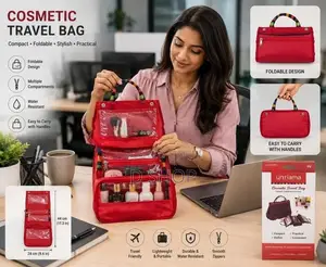 Travel Cosmetics Red Bag Cosmetic Organizer