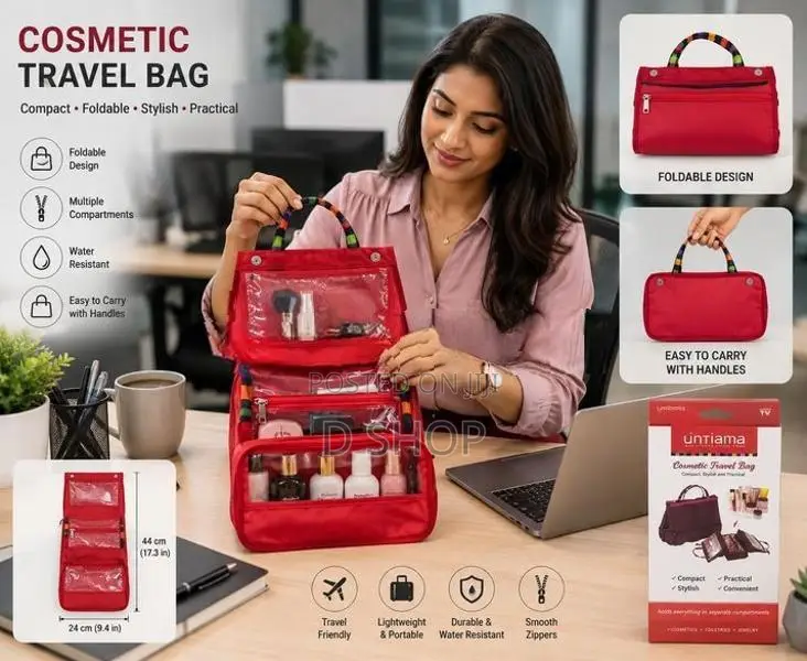 Travel Cosmetics Red Bag Cosmetic Organizer
