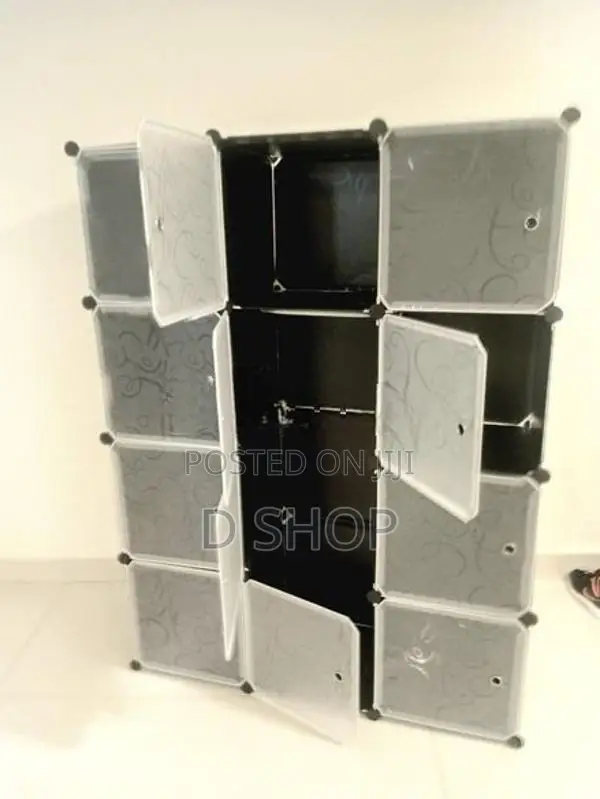 DIY- 12 Cubes Storage- Wardrobe Cupboard , Black & White / Blue Colour