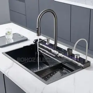 Milano Kitchen Sink Stainless Steel Water Fall Display 75X46 Blue Whal