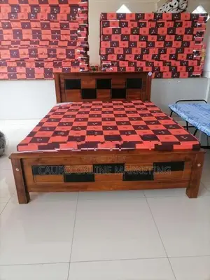 new teak box bed with double layer mattress queen size 72" * 60"