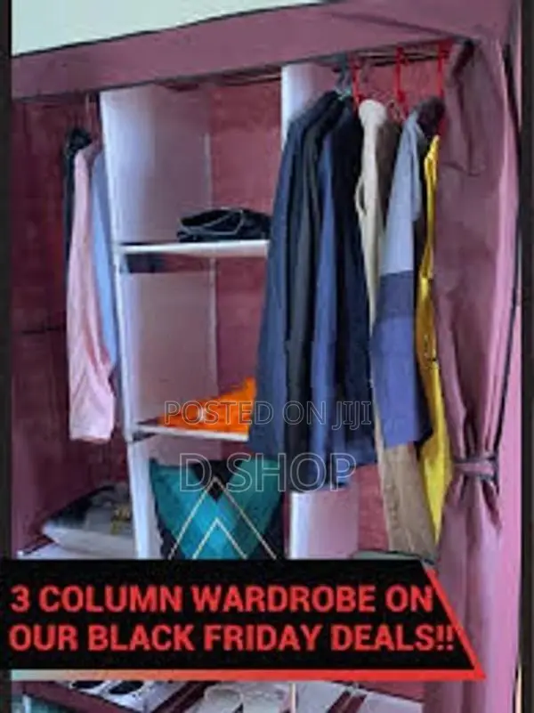 Wardrobe Cloth Cupboard - 3 Roll over Doors Storage