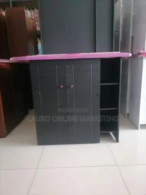 New Melamine White / Black Coloure Iron Board Cupboard