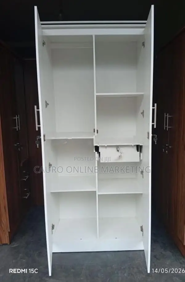 New White Colour 2 Door Cupboard 6*2.5 Ft Wardrobe