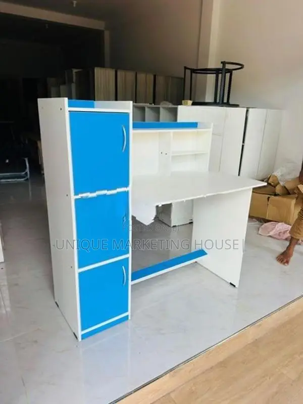 MODERN BLUE MIX WHITE SIDE 3CUPBOARD STUDY TABLE