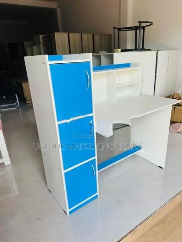 MODERN BLUE MIX WHITE SIDE 3CUPBOARD STUDY TABLE
