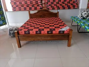 new teak arch bed with double layer mattress