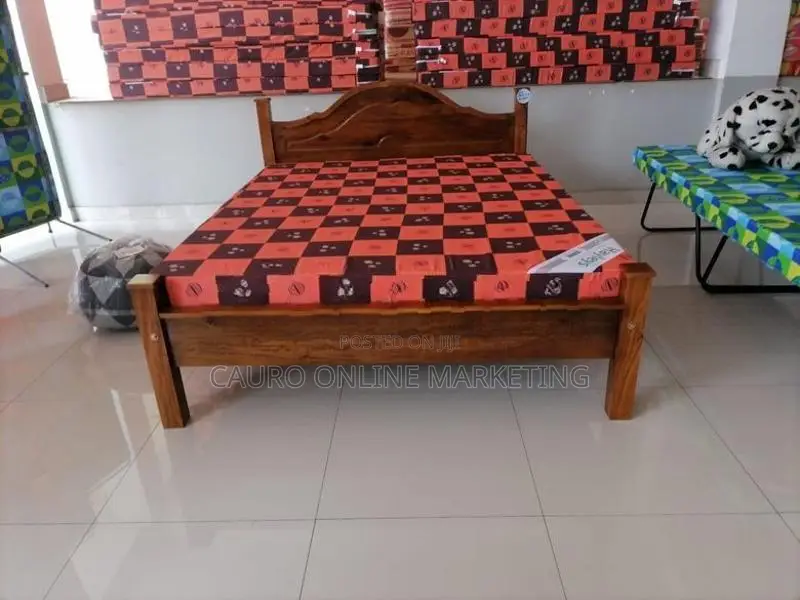 new teak arch bed with double layer mattress