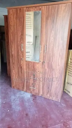 3 Door Melamine Glass Wardrobe with Drawers