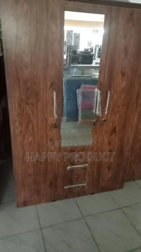 3 Door Melamine Glass Wardrobe with Drawers