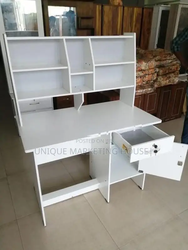 Modern 3.5x2 White Melamine Study Table
