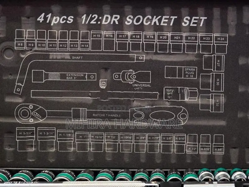 Box Socket Set 41 Pieces ( FEIBAO 18-1204 ) Key Kit 1/2" Inches Mm